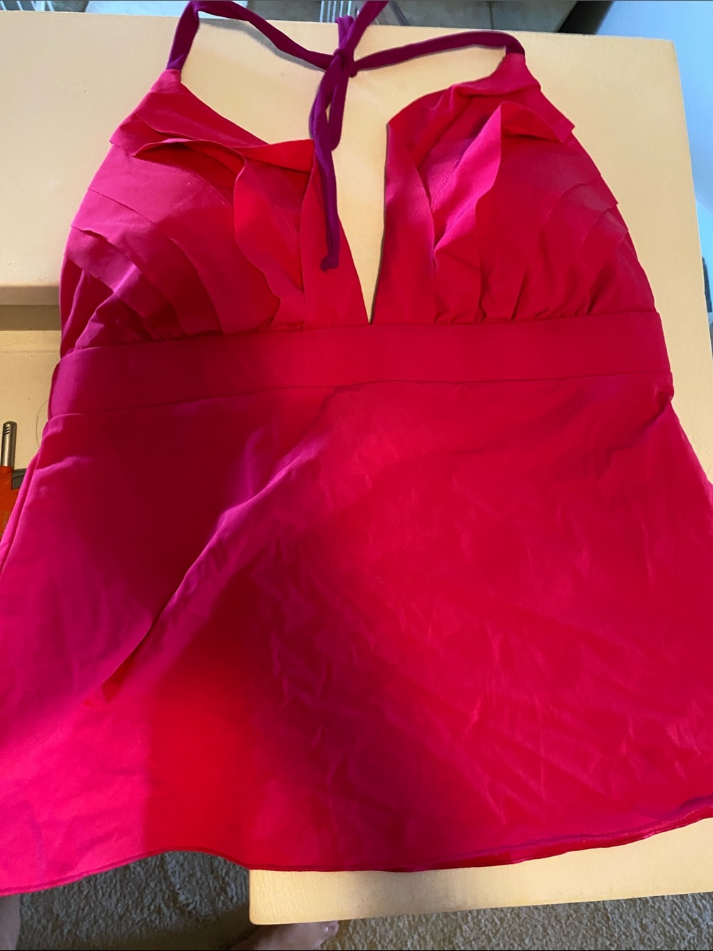 SPANX Hot Pink Halter Tankini Top